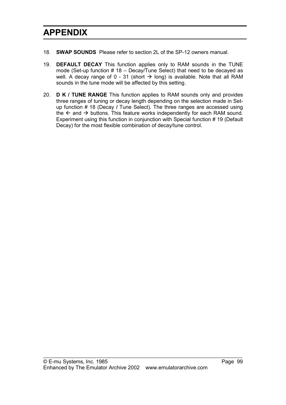 Appendix | SP Studio Systems SP-12 User Manual | Page 99 / 99