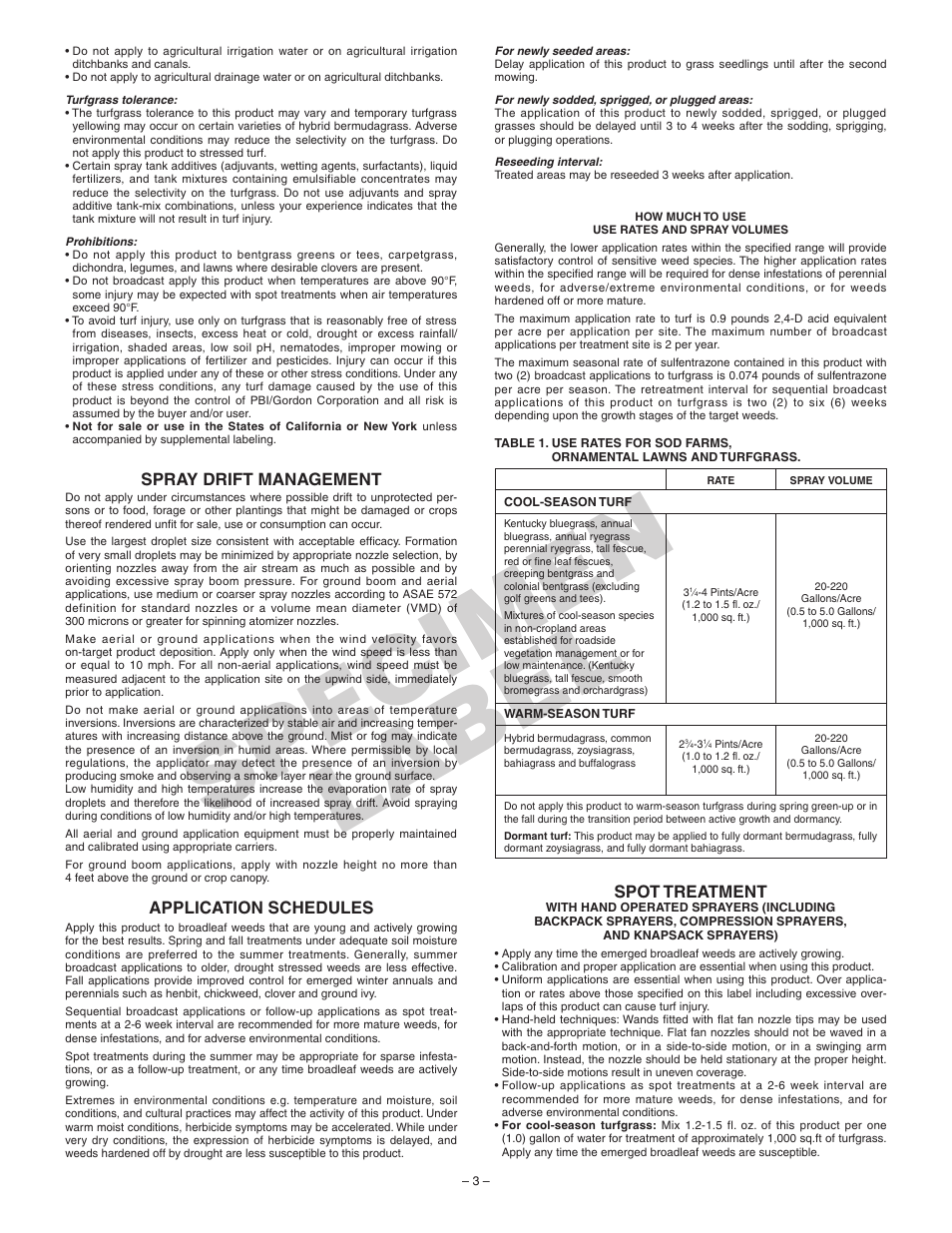 Sp ec im en la b el | Surge Water Broadleaf Herbicide For Turf User Manual | Page 3 / 5
