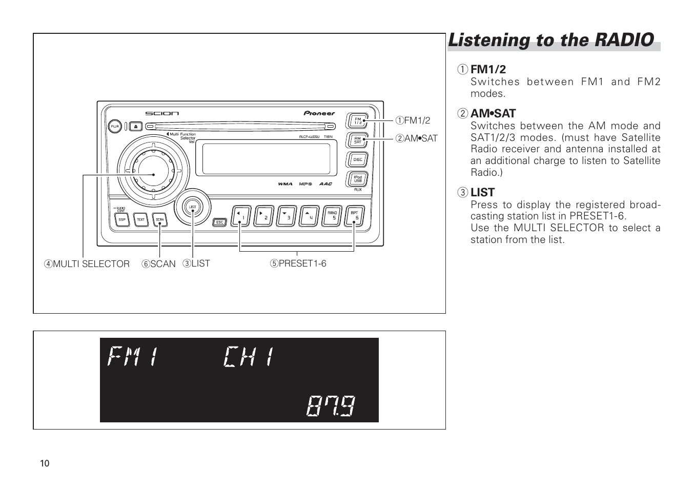 Listening to the radio -11, Listening to the radio | Scion PT546-00100 User Manual | Page 10 / 48