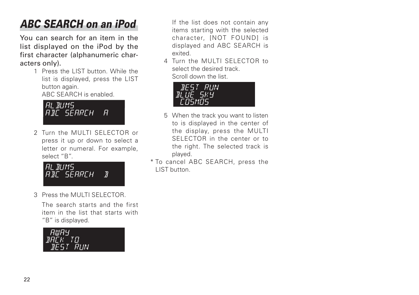 Abc search on an ipod | Scion PT546-00100 User Manual | Page 22 / 48