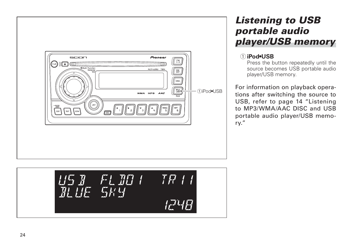Listening to usb portable audio player/usb memory | Scion PT546-00100 User Manual | Page 24 / 48