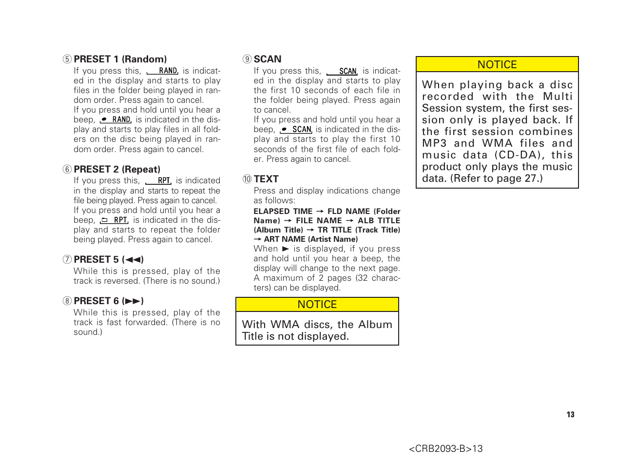 Scion AM/FM/CD Player User Manual | Page 13 / 32