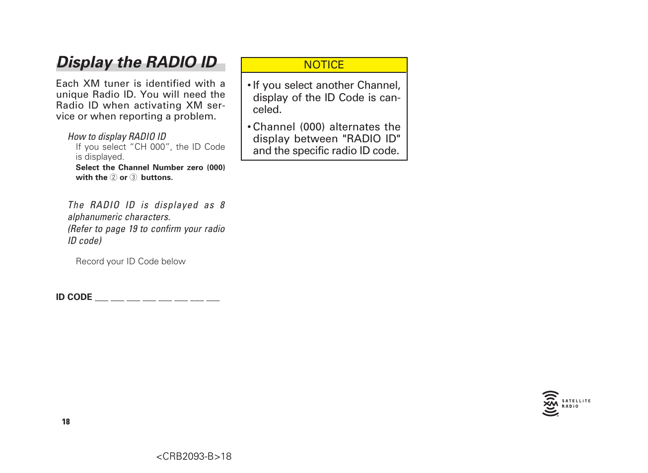 Display the radio id | Scion AM/FM/CD Player User Manual | Page 18 / 32