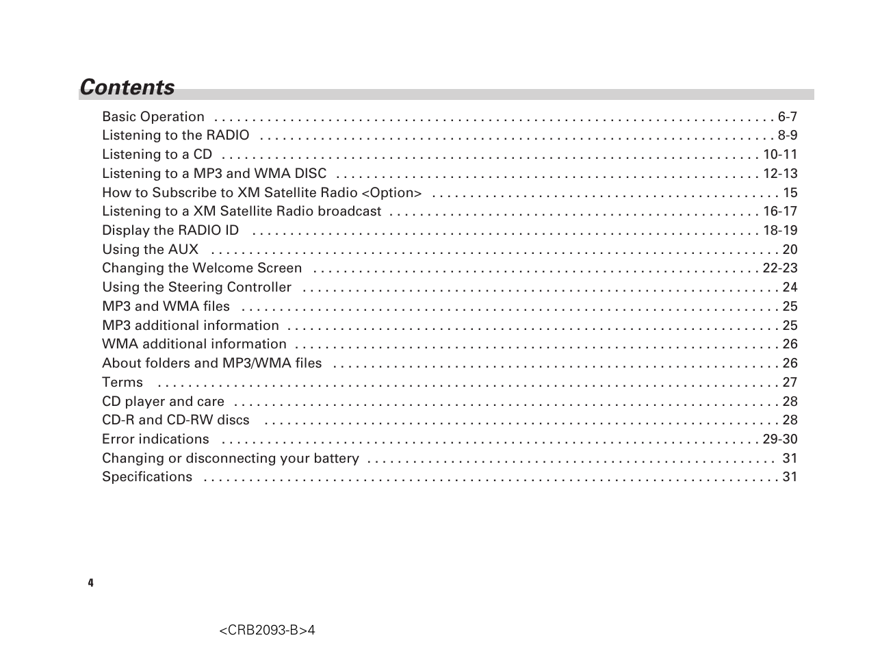 Scion AM/FM/CD Player User Manual | Page 4 / 32