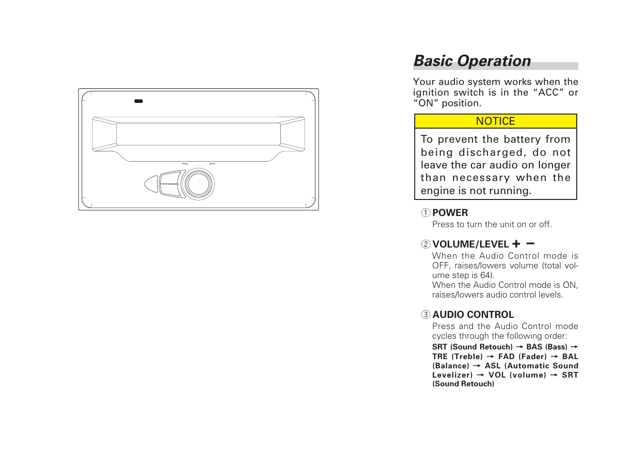 Basic operation | Scion AM/FM/CD Player User Manual | Page 6 / 32