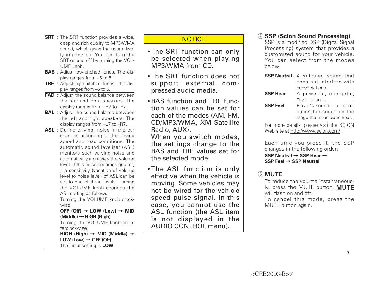 Scion AM/FM/CD Player User Manual | Page 7 / 32