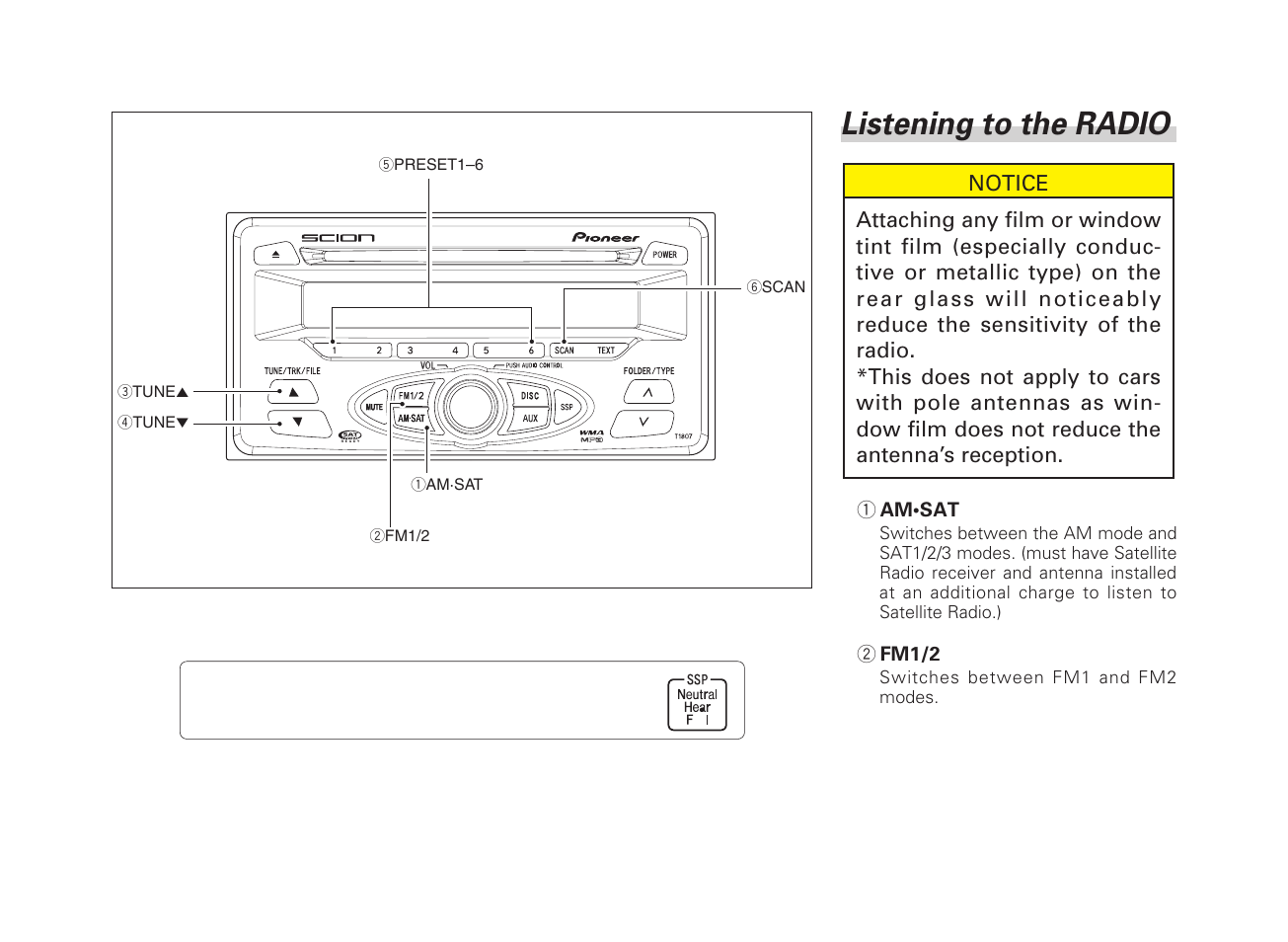 Listening to the radio | Scion AM/FM/CD Player User Manual | Page 8 / 32