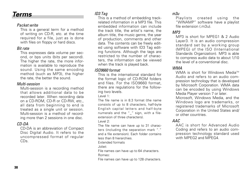 Terms | Scion PT546-00081 User Manual | Page 38 / 44