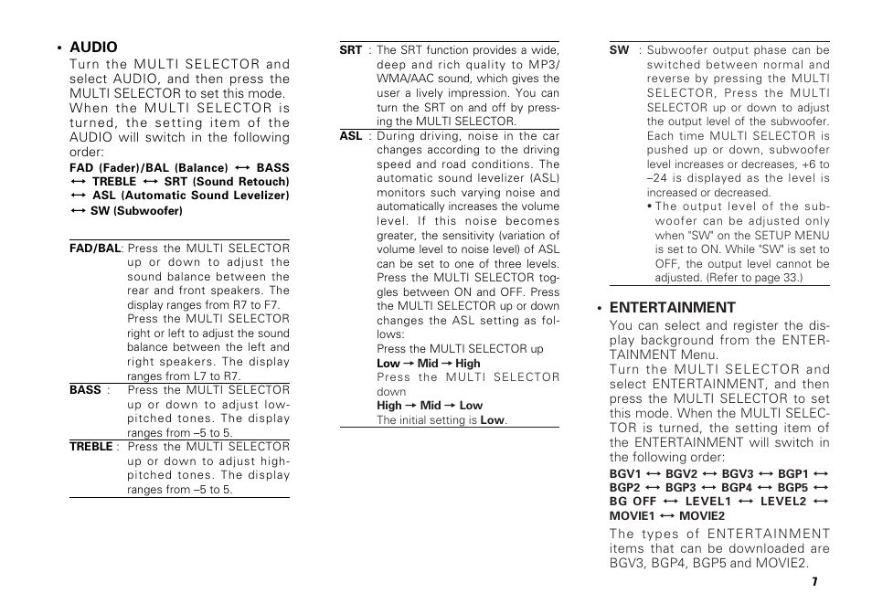 Audio, Entertainment | Scion PT546-00081 User Manual | Page 7 / 44