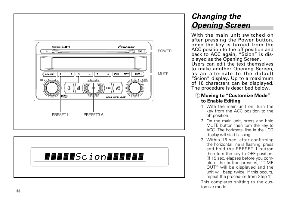 Changing the opening screen -29, Changing the opening screen | Scion PT546-00080 User Manual | Page 28 / 40