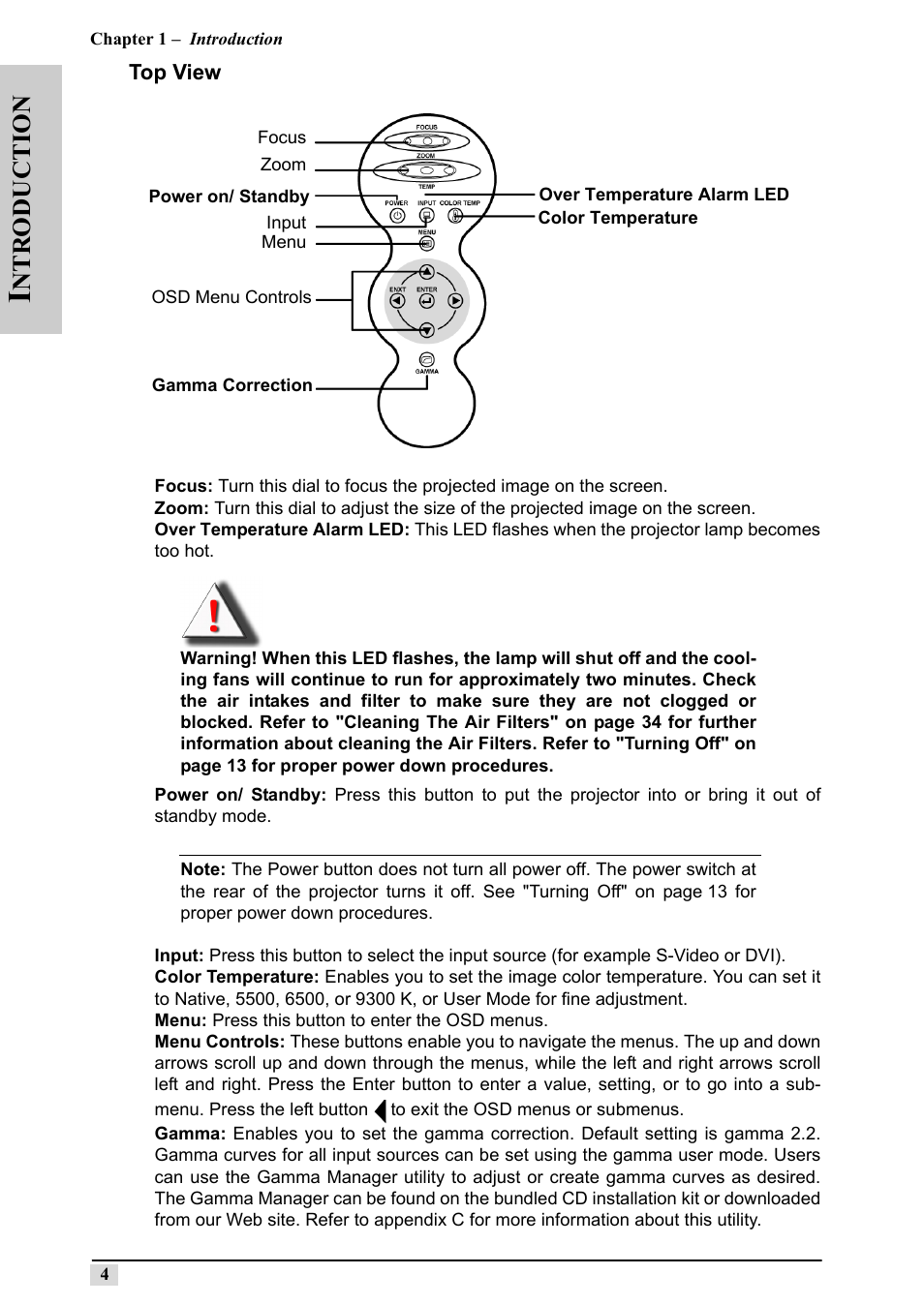 Top view, Ntr o duction | Silicon Optix 50HD User Manual | Page 13 / 68