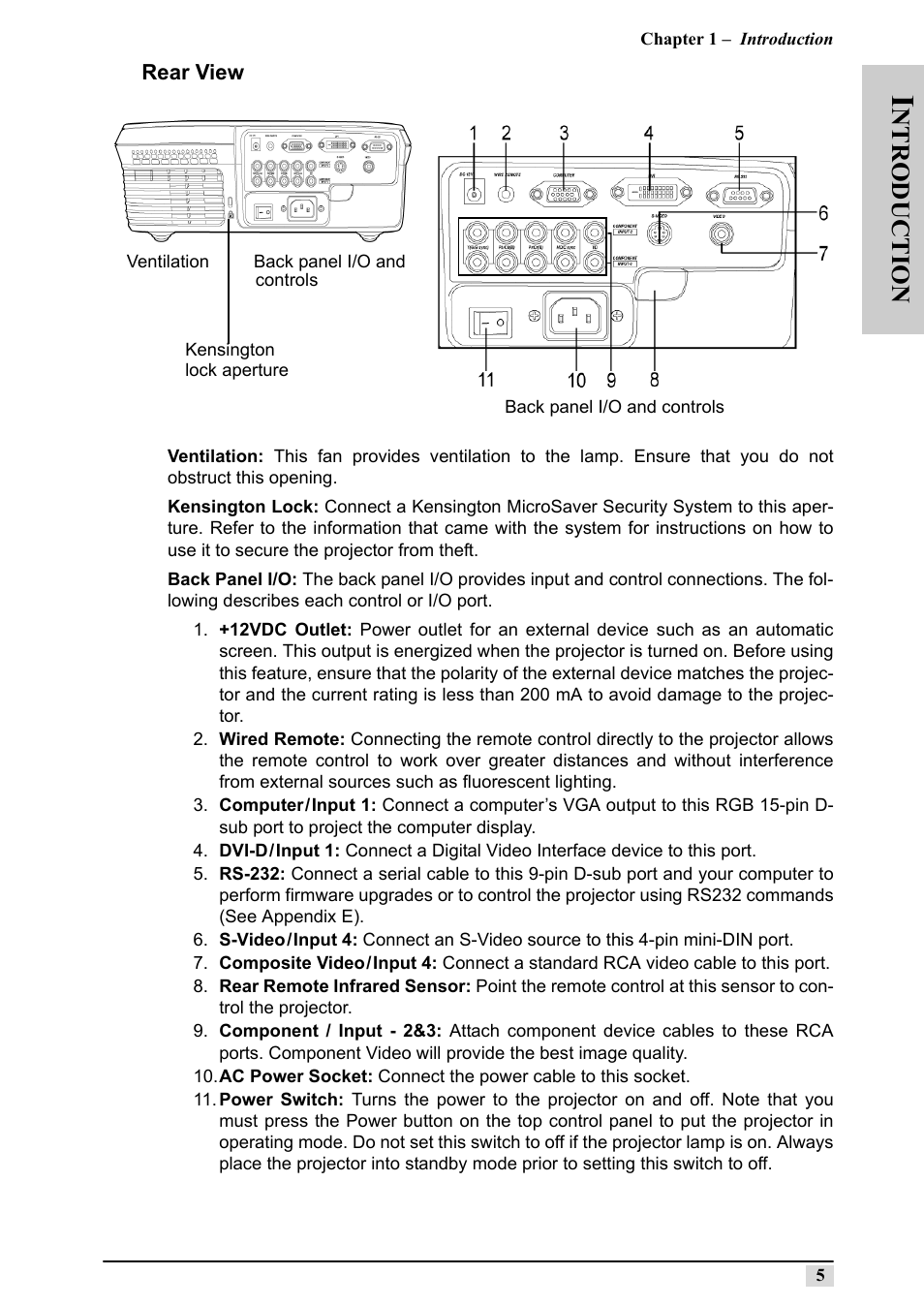 Rear view, Ntr o duction | Silicon Optix 50HD User Manual | Page 14 / 68