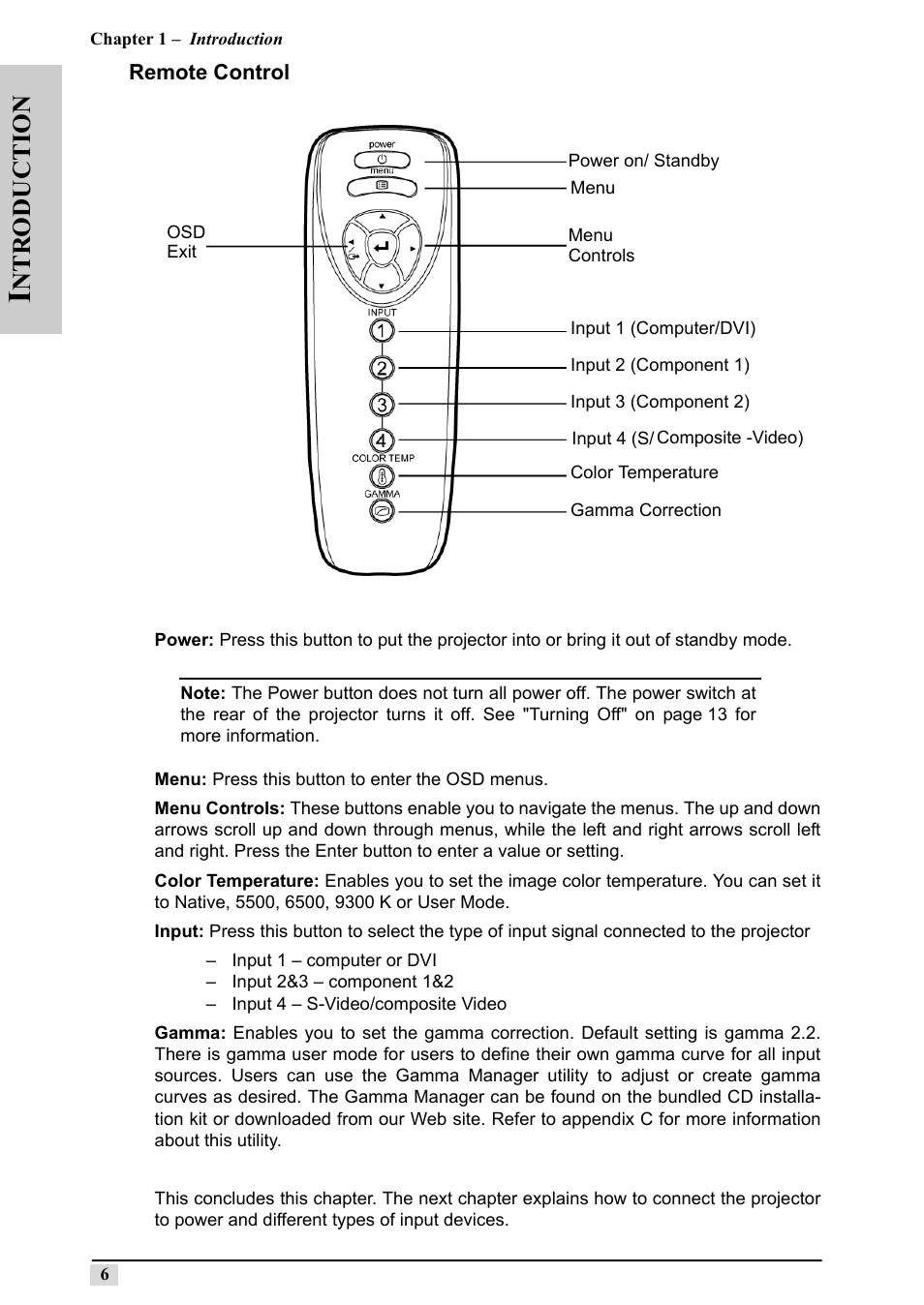 Remote control, Ntr o duction | Silicon Optix 50HD User Manual | Page 15 / 68
