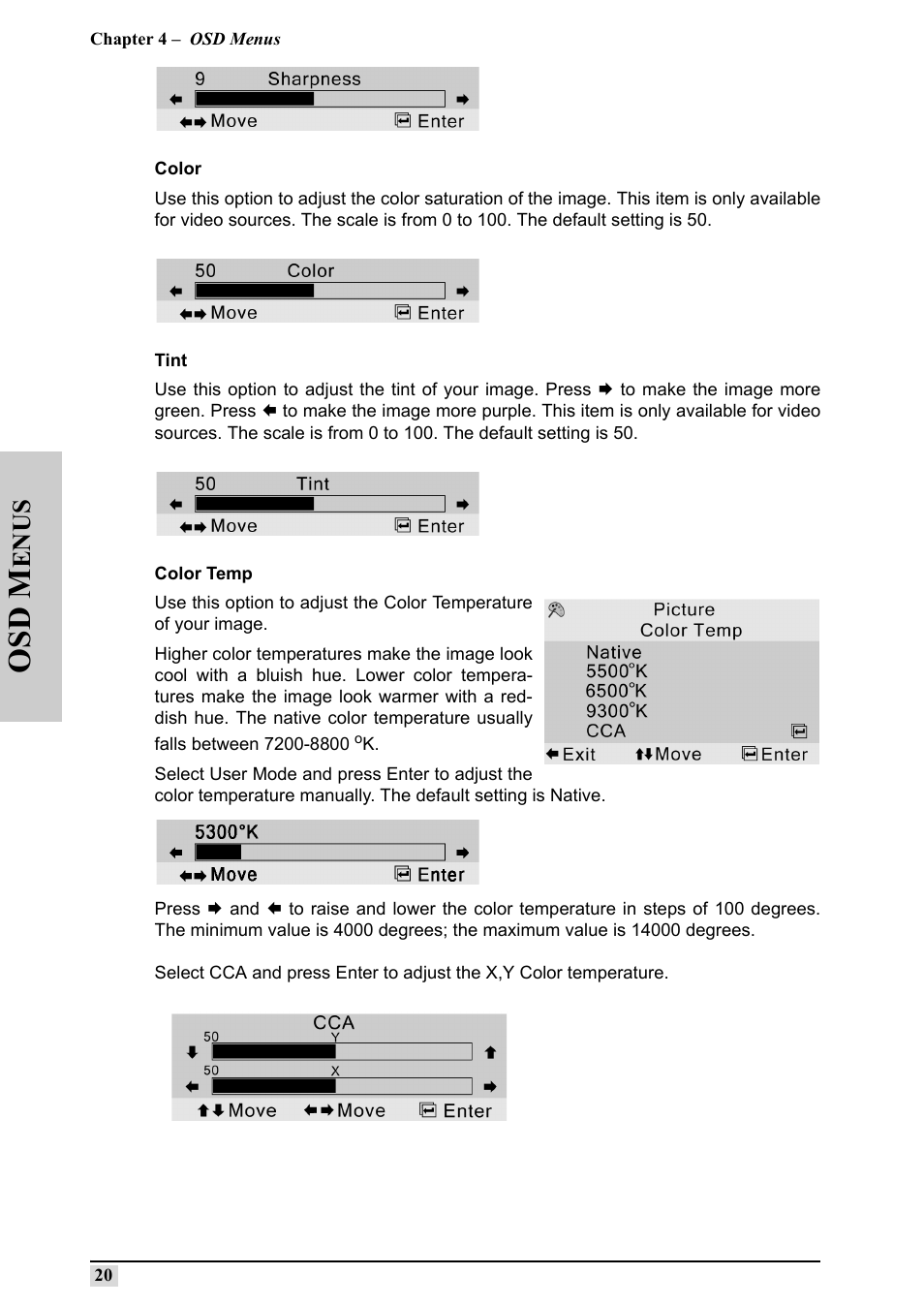 Osd m, Enus | Silicon Optix 50HD User Manual | Page 29 / 68