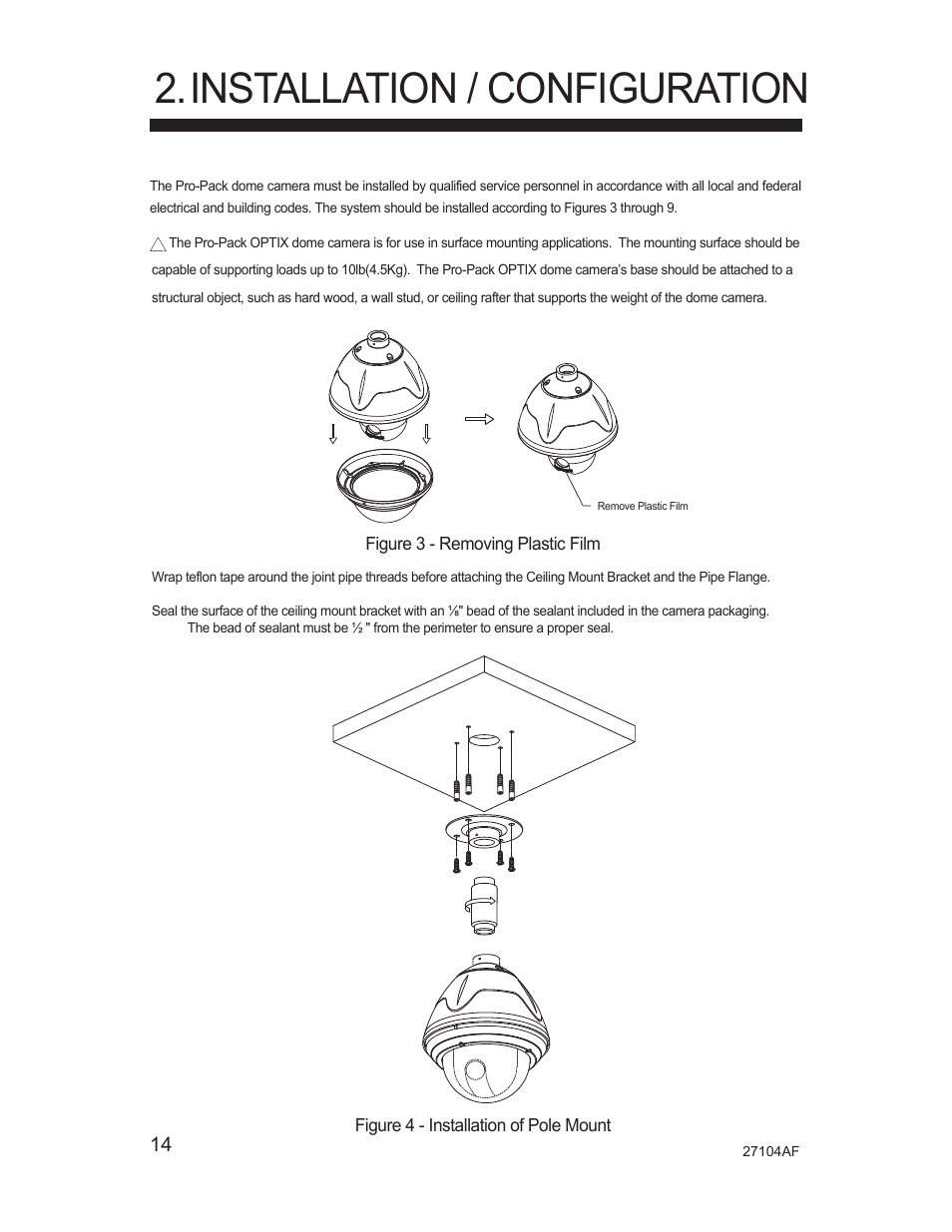 Installation / configuration | Silicon Optix Open Eye Pro-Pack Dome Camera CM-525P User Manual | Page 14 / 56