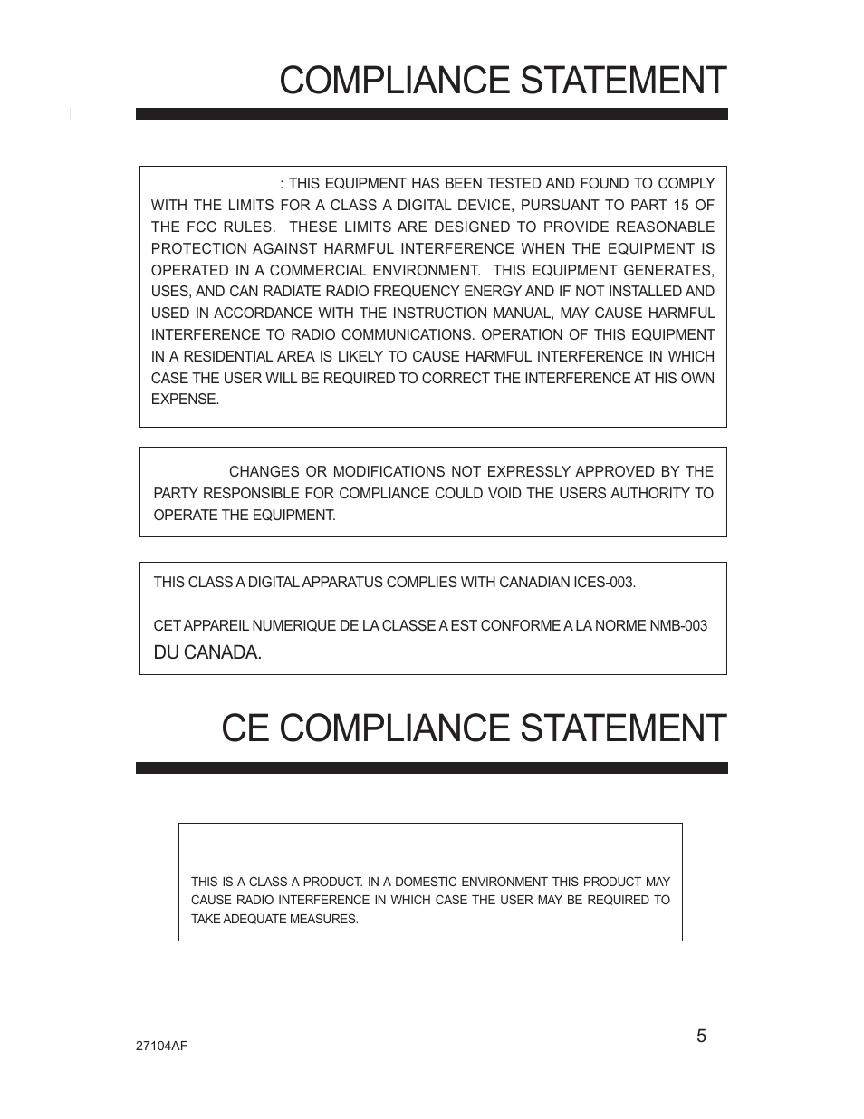 Compliance statement ce compliance statement | Silicon Optix Open Eye Pro-Pack Dome Camera CM-525P User Manual | Page 5 / 56