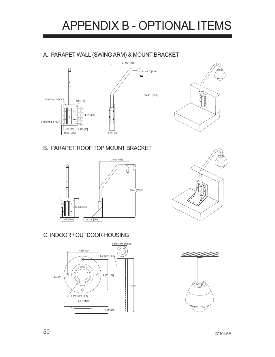 Appendix b - optional items | Silicon Optix Open Eye Pro-Pack Dome Camera CM-525P User Manual | Page 50 / 56