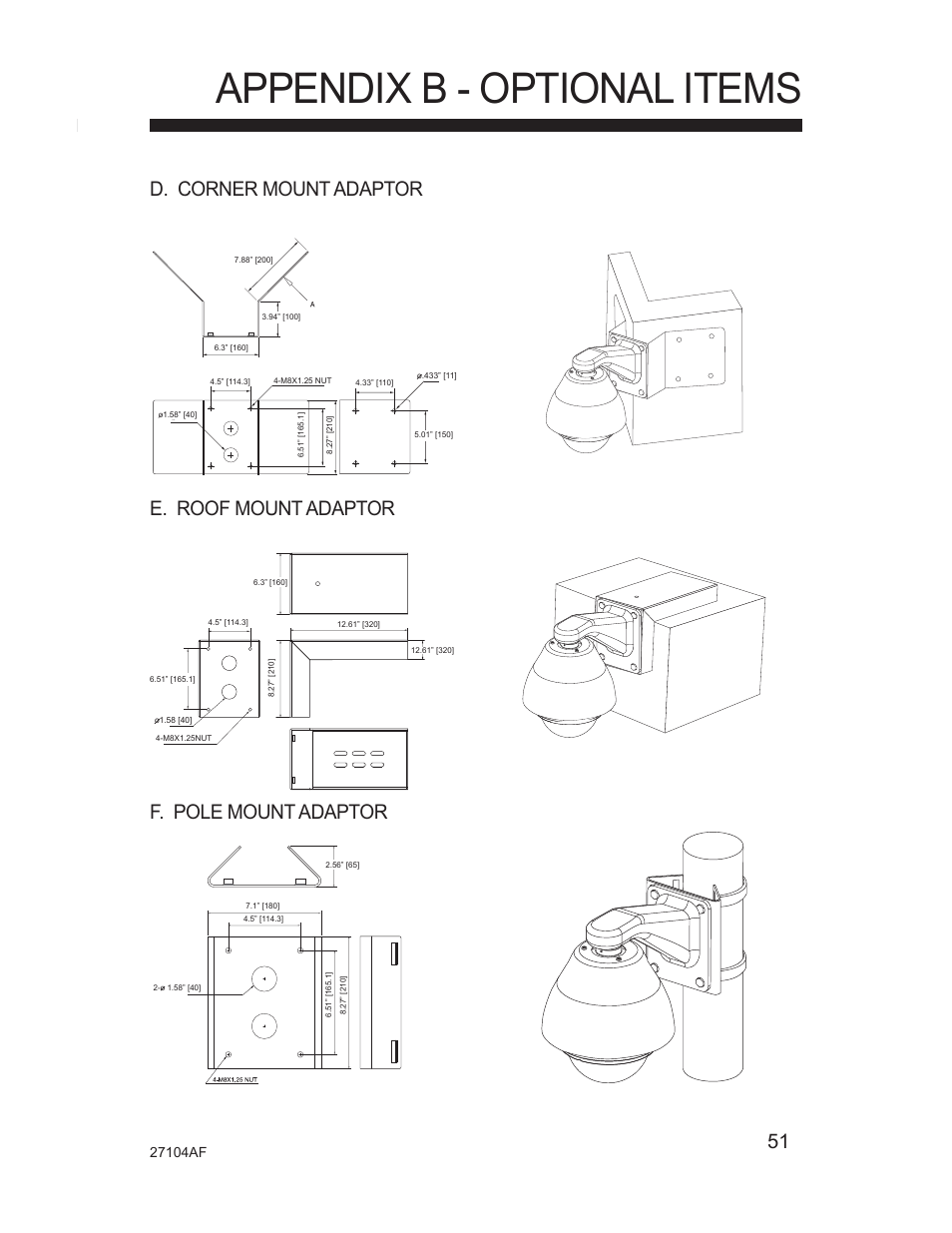 Appendix b - optional items | Silicon Optix Open Eye Pro-Pack Dome Camera CM-525P User Manual | Page 51 / 56