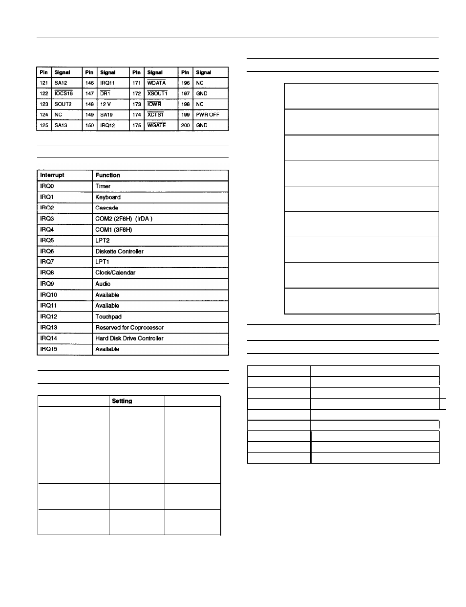 Hardware interrupts, Cpu configuration information, System memory map | Dma assignments, Hardware interrupts cpu configuration information | Seanix Epson ActionNote 900 User Manual | Page 9 / 12