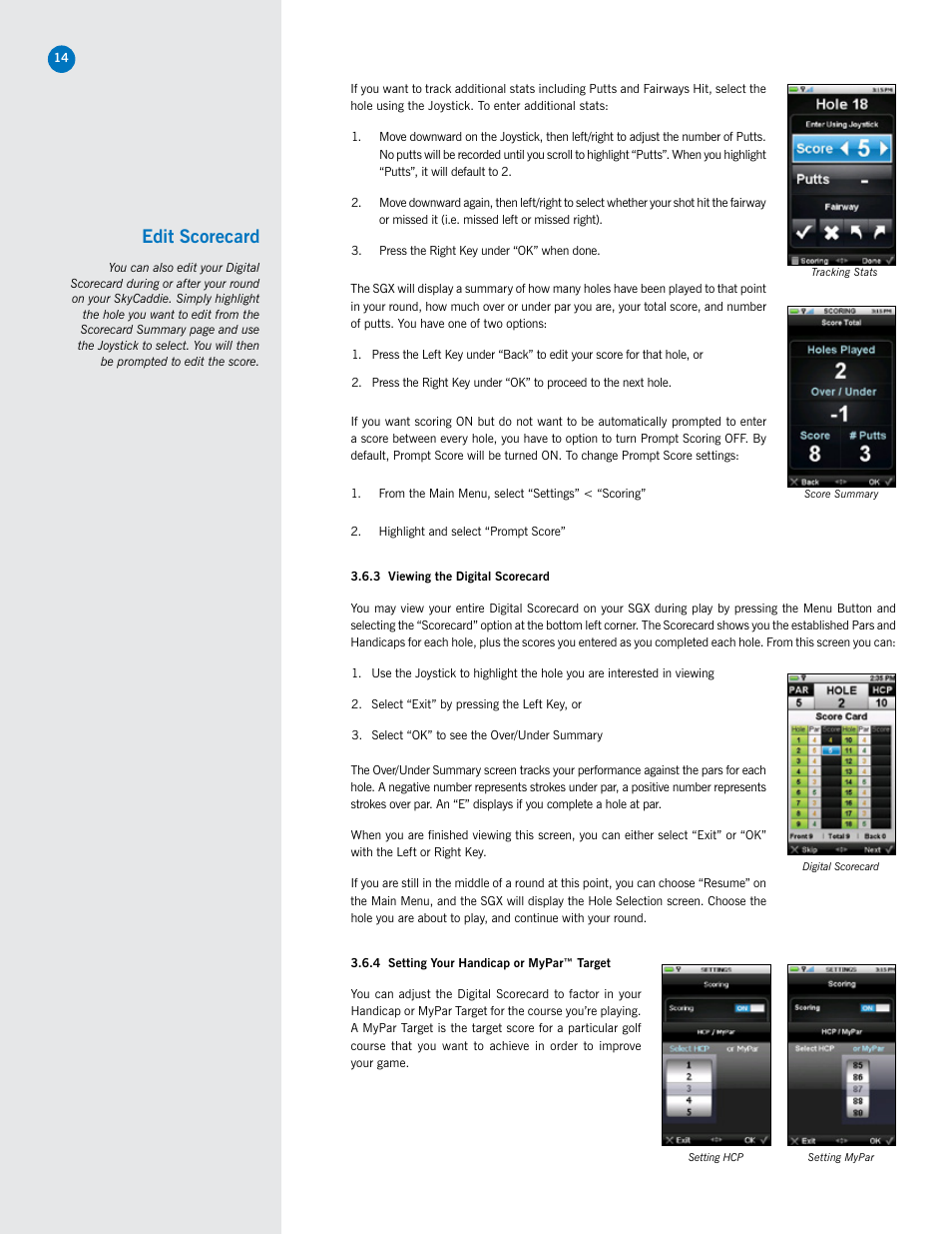Edit scorecard | SkyGolf SkyCaddie SGX User Manual | Page 14 / 26