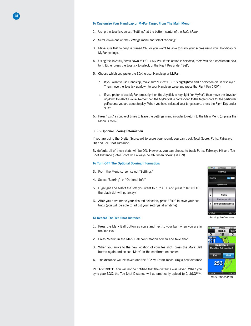 SkyGolf SkyCaddie SGX User Manual | Page 15 / 26