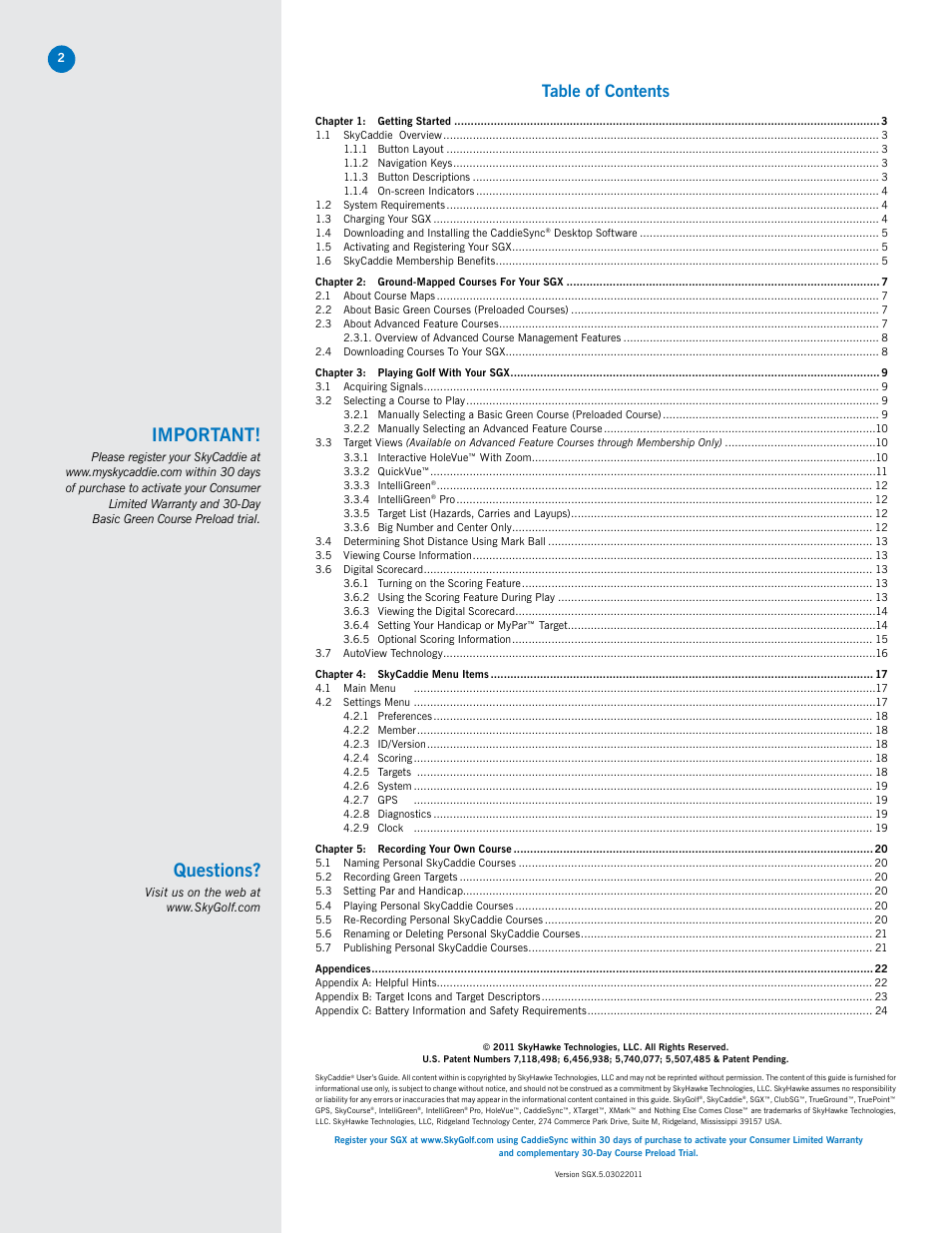 SkyGolf SkyCaddie SGX User Manual | Page 2 / 26