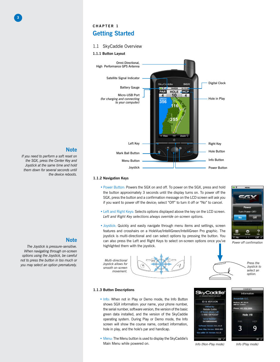 Getting started, 1 skycaddie overview | SkyGolf SkyCaddie SGX User Manual | Page 3 / 26