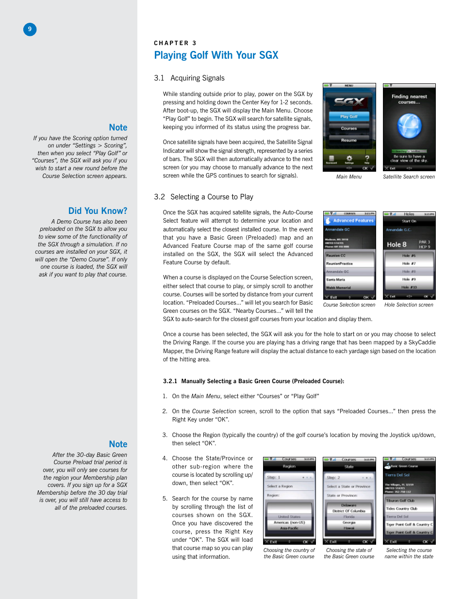 Playing golf with your sgx, Did you know | SkyGolf SkyCaddie SGX User Manual | Page 9 / 26