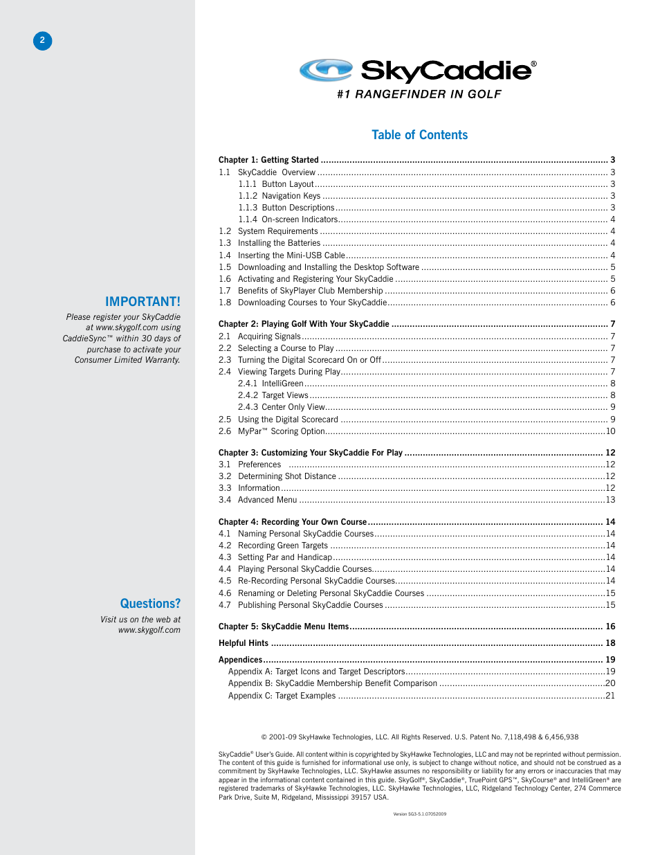 SkyGolf SkyCaddie SG3.5 User Manual | Page 2 / 22