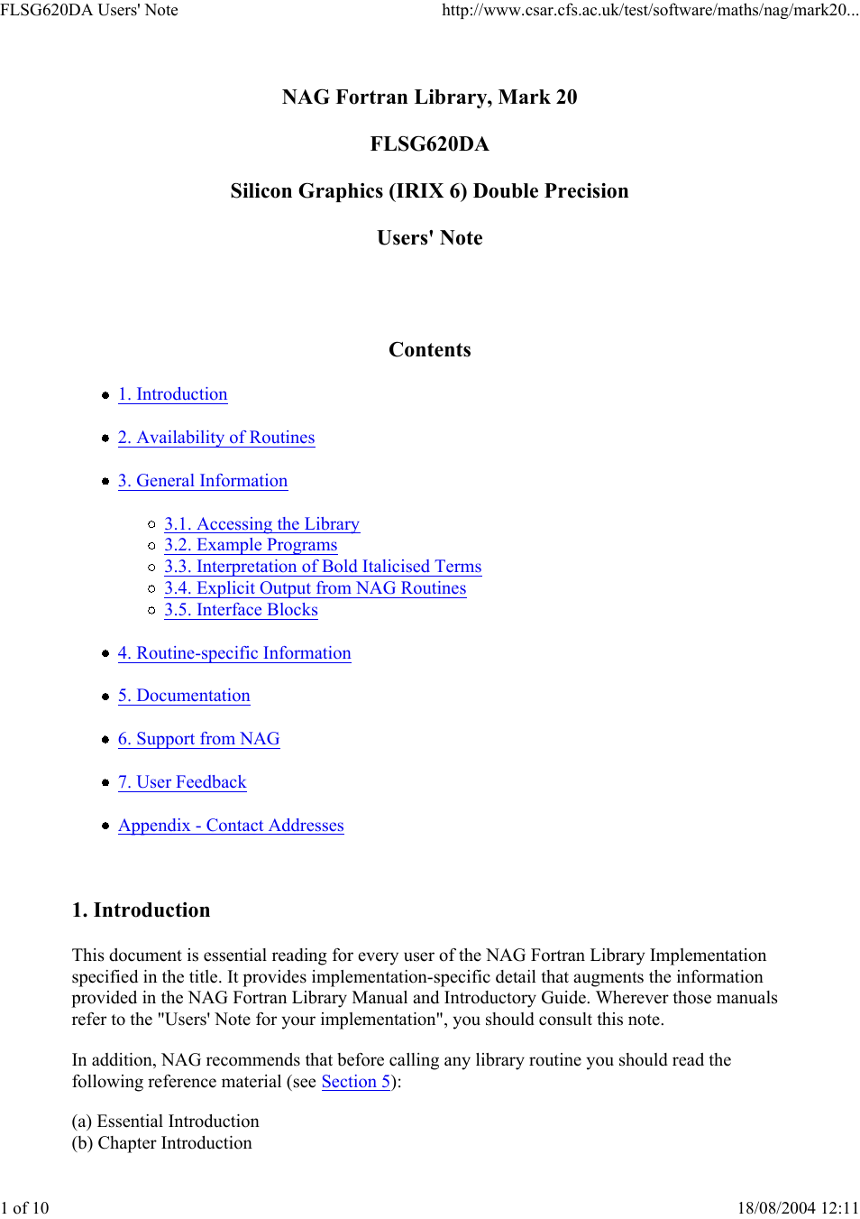 Silicon Power Computer & comm SILICON GRAPHICS (IRIX 6) DOUBLE PRECISION FLSG620DA User Manual | 10 pages