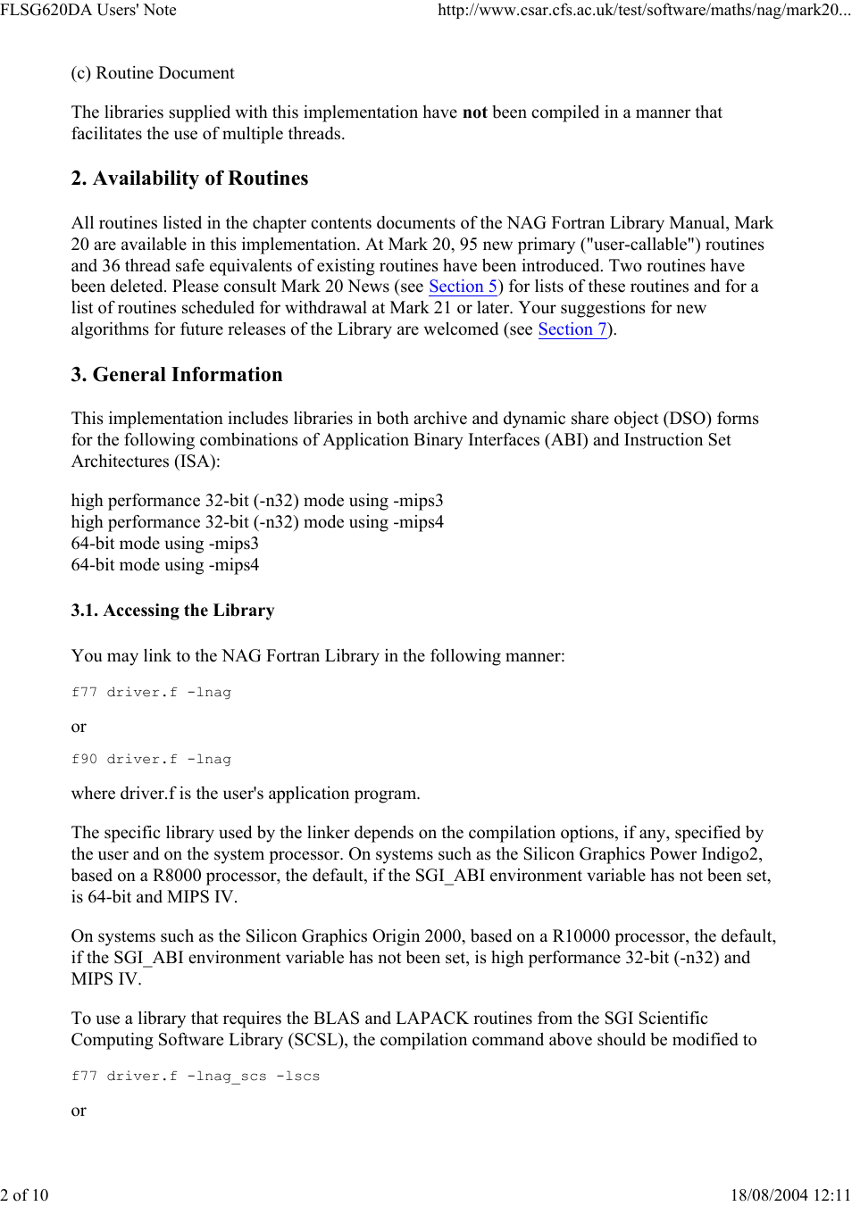 Silicon Power Computer & comm SILICON GRAPHICS (IRIX 6) DOUBLE PRECISION FLSG620DA User Manual | Page 2 / 10
