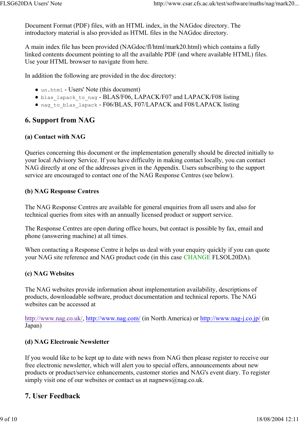 Silicon Power Computer & comm SILICON GRAPHICS (IRIX 6) DOUBLE PRECISION FLSG620DA User Manual | Page 9 / 10