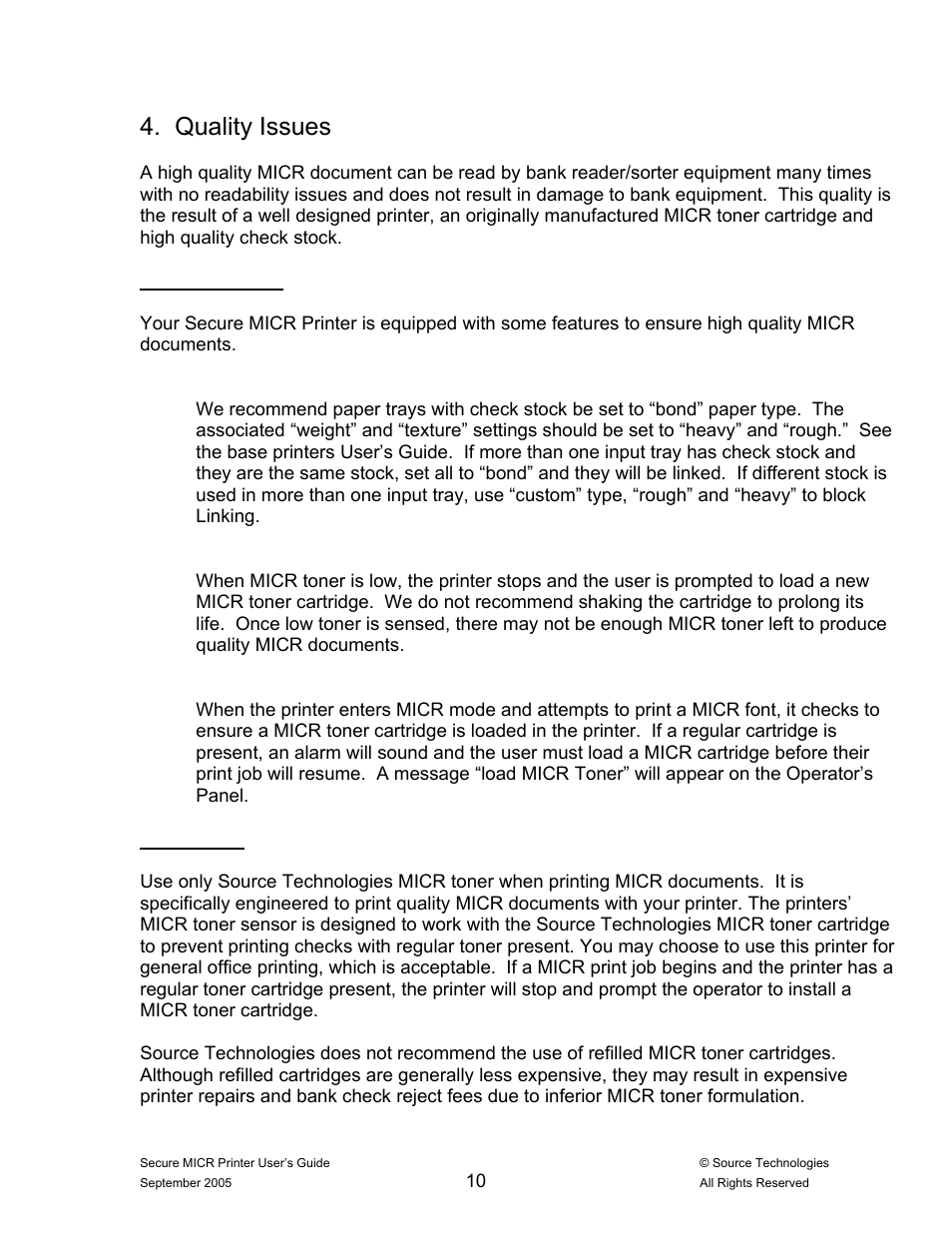 Quality issues | Source Technologies ST9530 User Manual | Page 14 / 70