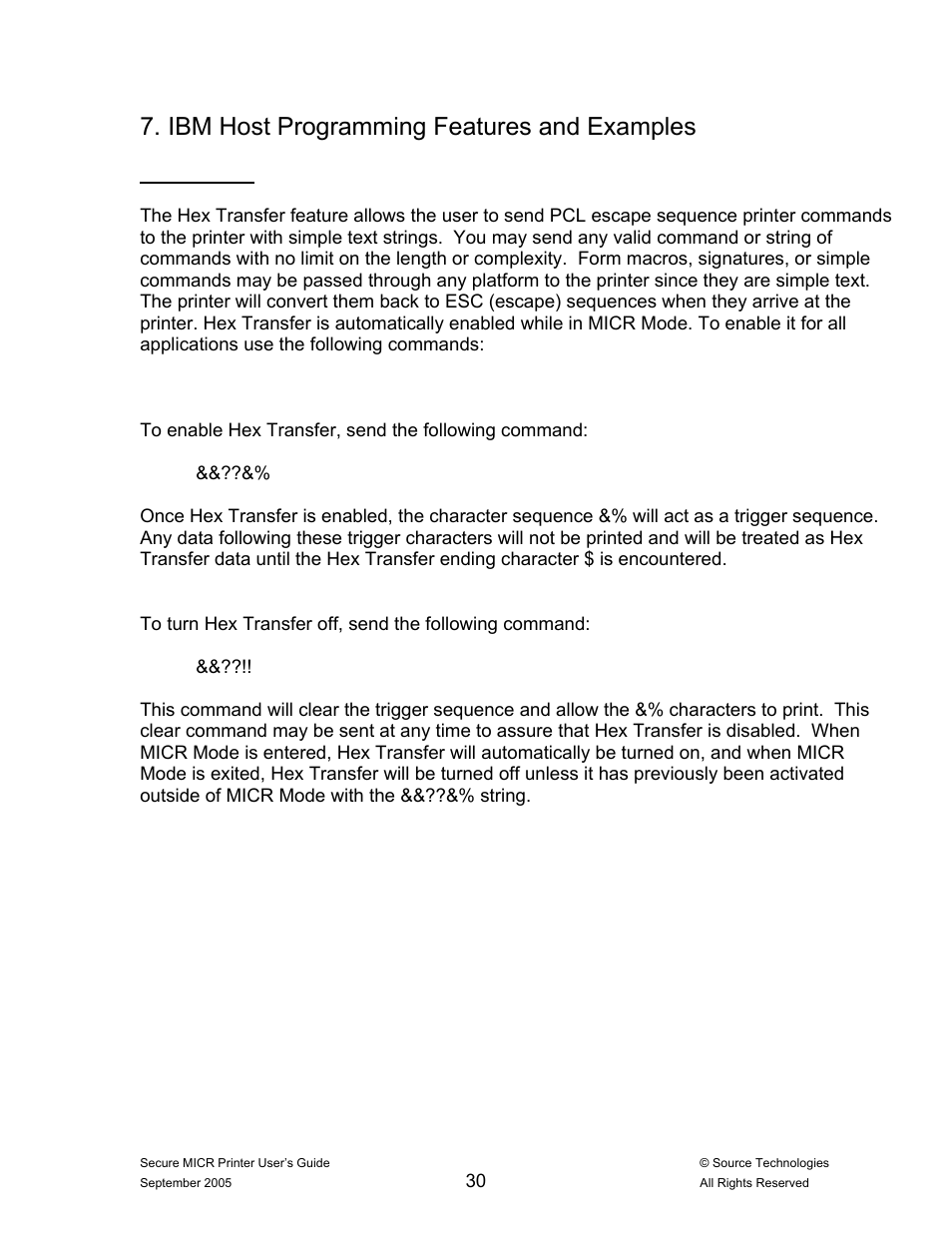 Ibm host programming features and examples | Source Technologies ST9530 User Manual | Page 34 / 70