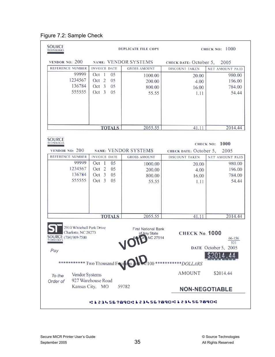 Figure 7.2: sample check | Source Technologies ST9530 User Manual | Page 39 / 70