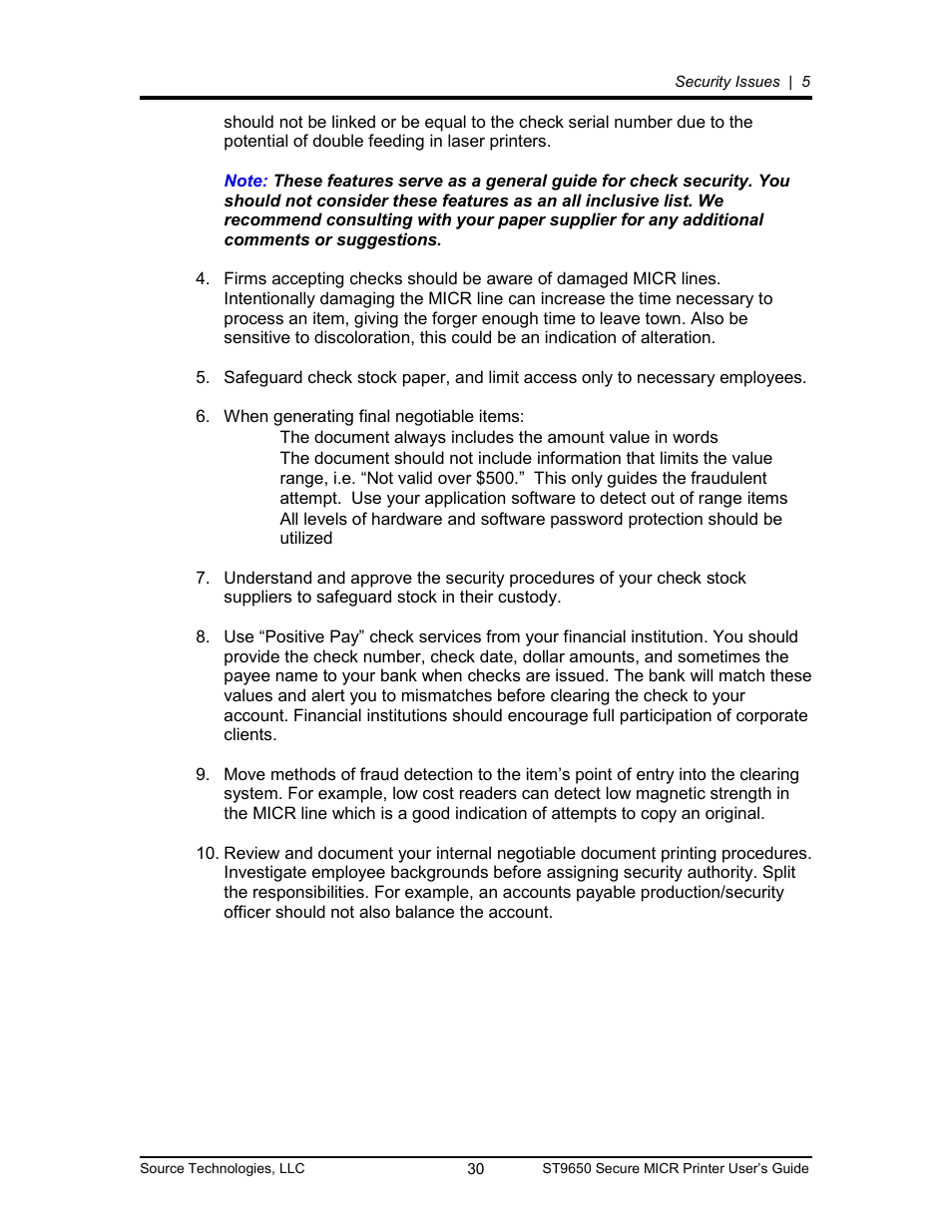 Source Technologies MICR ST9650 User Manual | Page 30 / 79