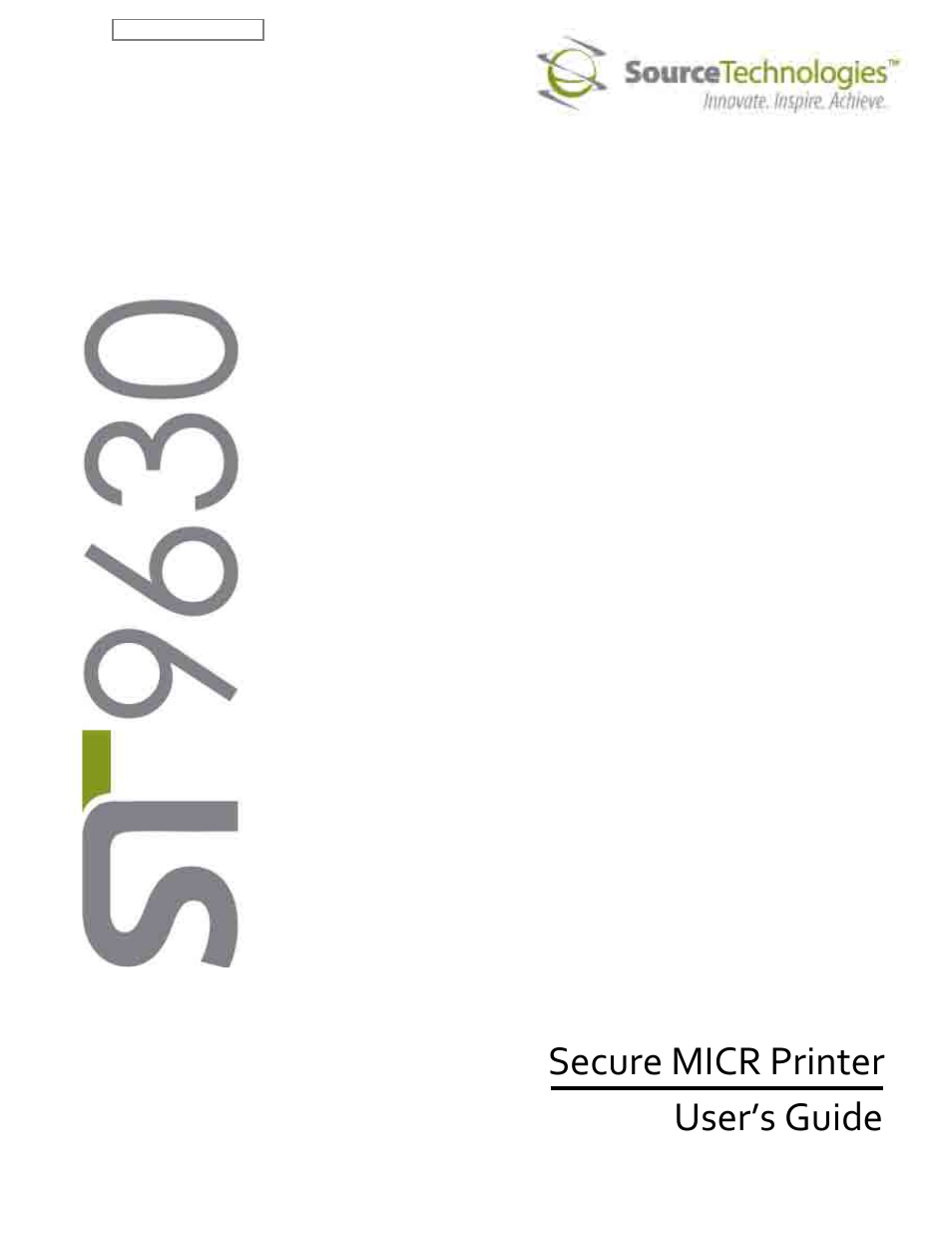 Source Technologies SECURE MICR PRINTER ST9630 User Manual | 79 pages