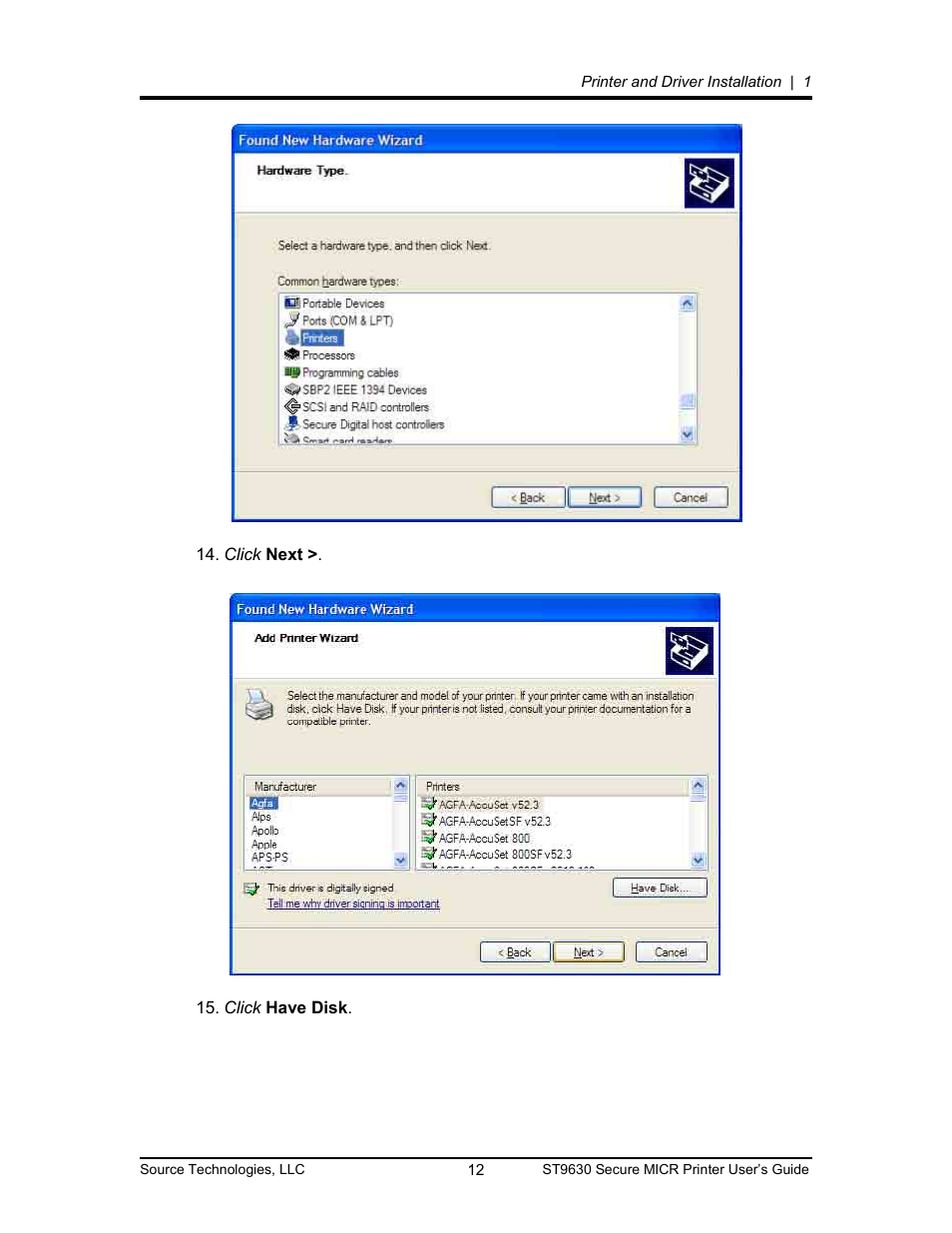 Source Technologies SECURE MICR PRINTER ST9630 User Manual | Page 12 / 79