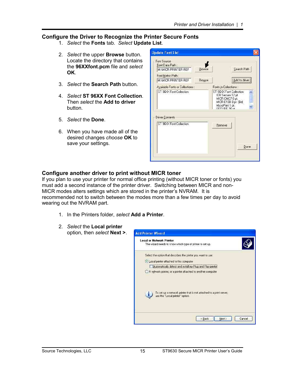 Source Technologies SECURE MICR PRINTER ST9630 User Manual | Page 15 / 79