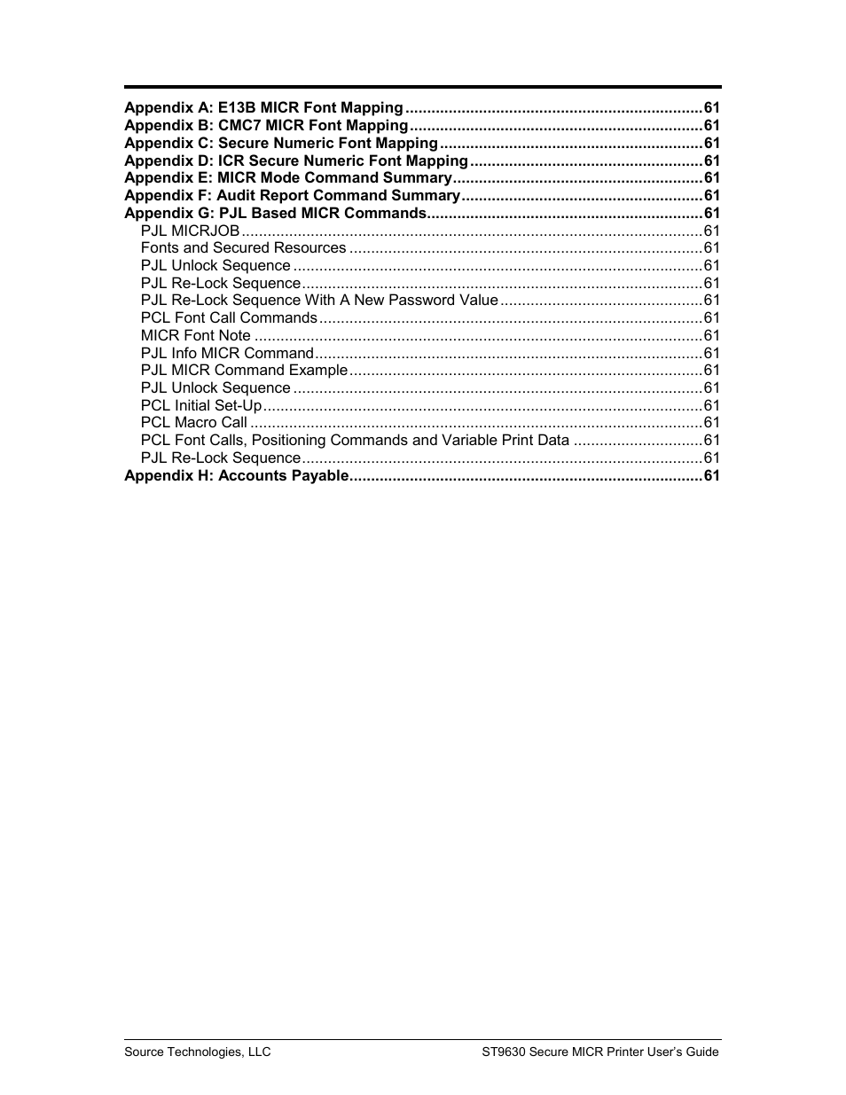 Source Technologies SECURE MICR PRINTER ST9630 User Manual | Page 4 / 79