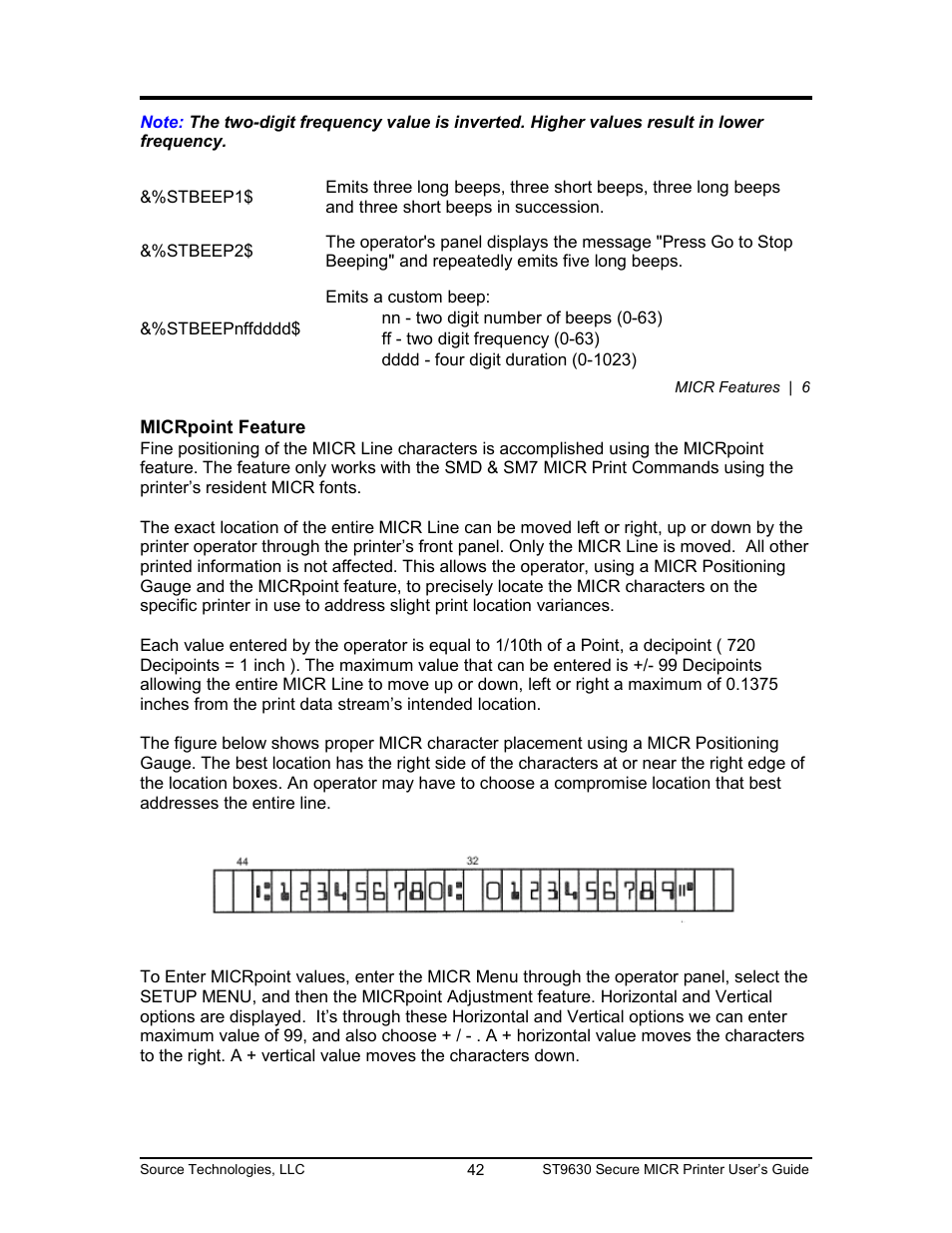 Micrpoint feature 42, Micrpoint feature | Source Technologies SECURE MICR PRINTER ST9630 User Manual | Page 42 / 79