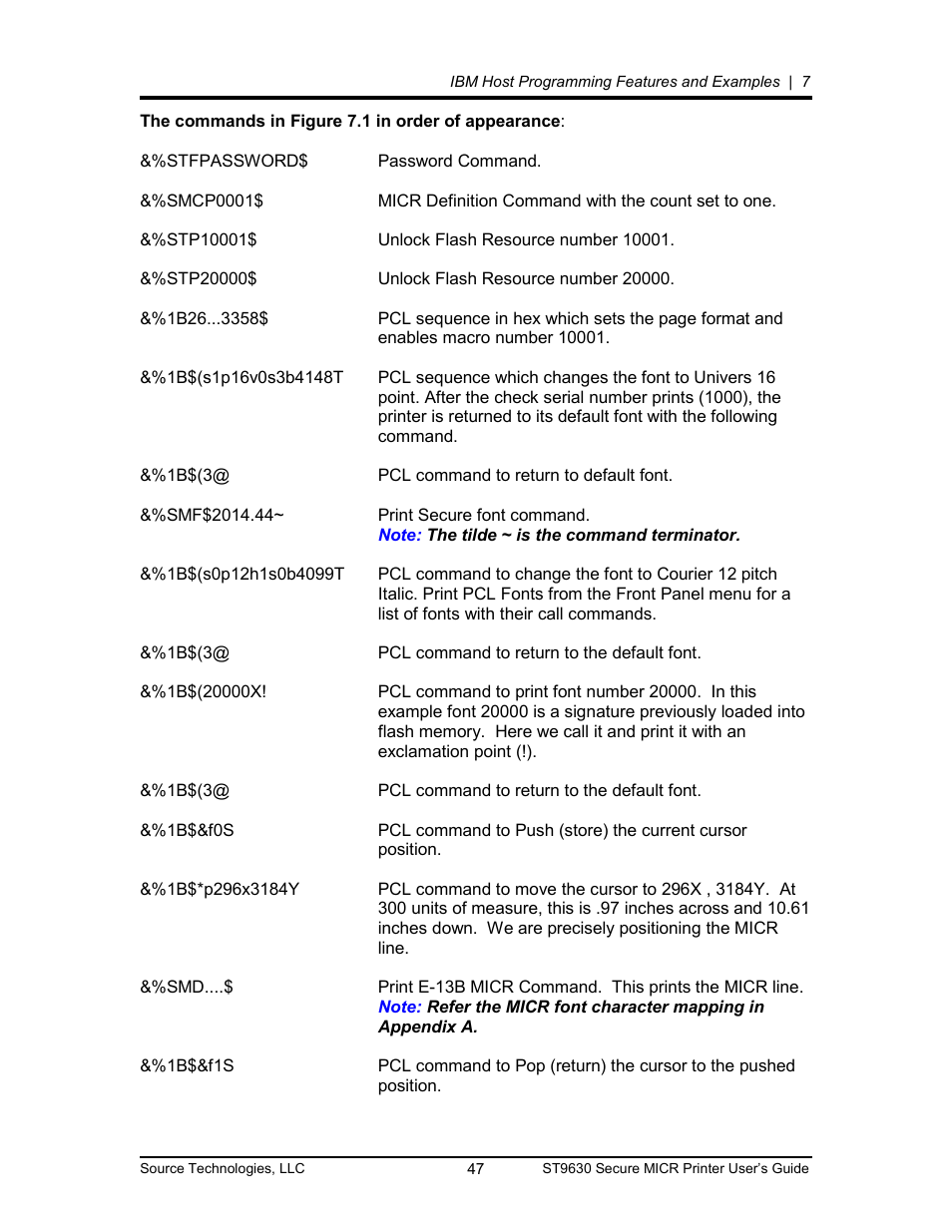 Source Technologies SECURE MICR PRINTER ST9630 User Manual | Page 47 / 79