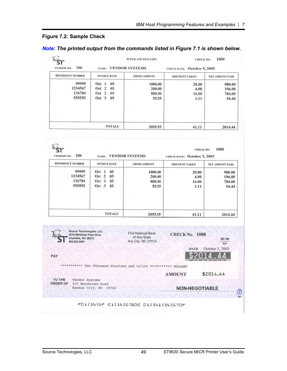 Source Technologies SECURE MICR PRINTER ST9630 User Manual | Page 49 / 79