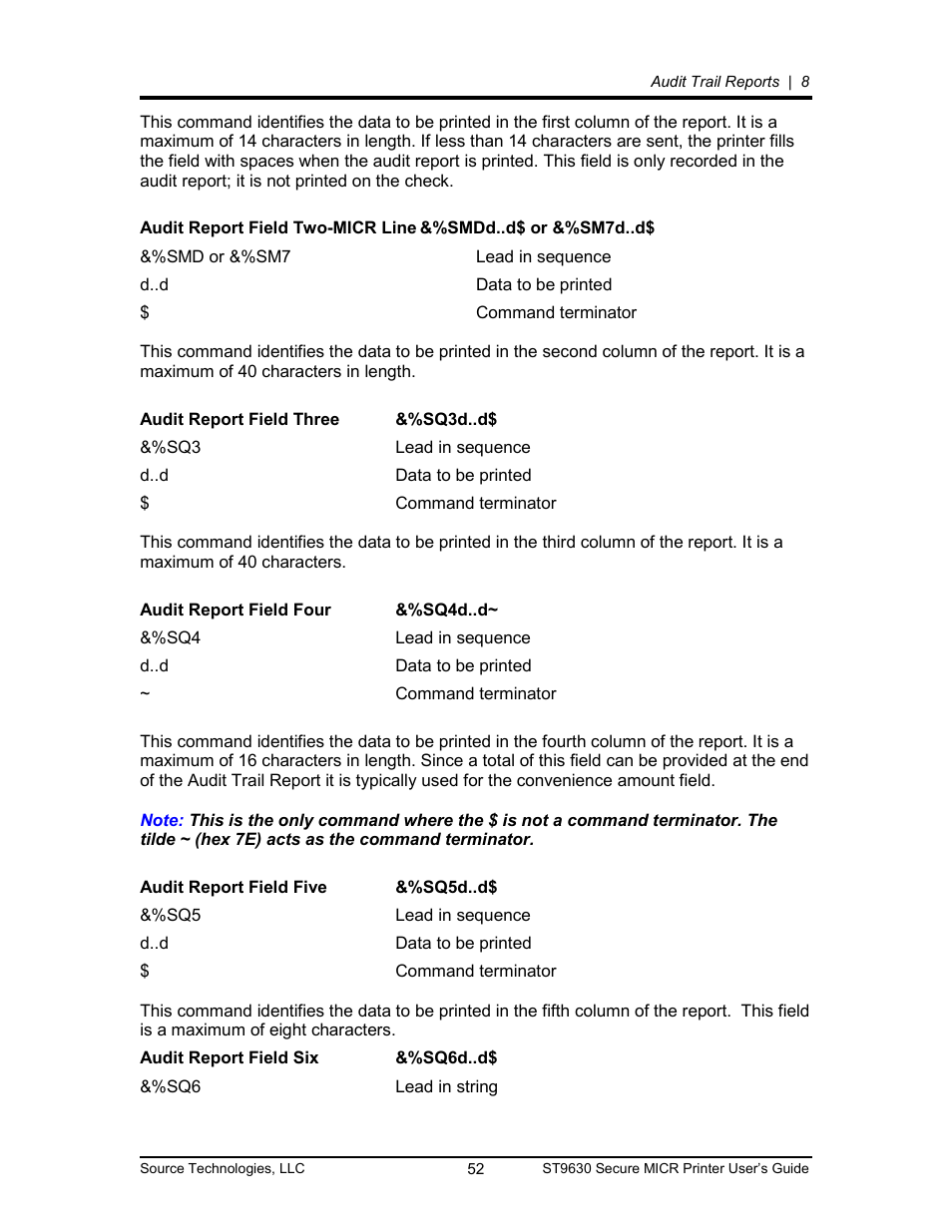 Source Technologies SECURE MICR PRINTER ST9630 User Manual | Page 52 / 79