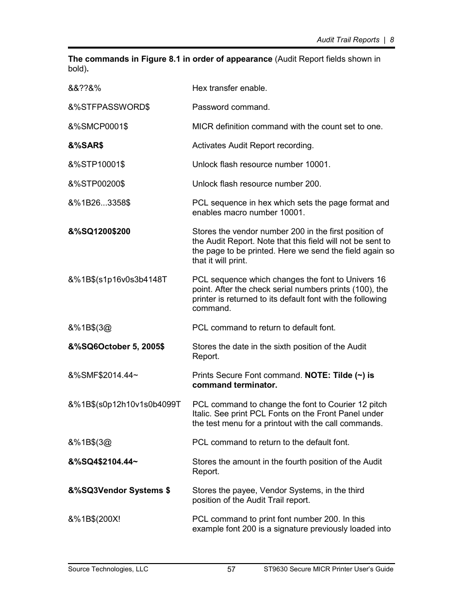 Source Technologies SECURE MICR PRINTER ST9630 User Manual | Page 57 / 79