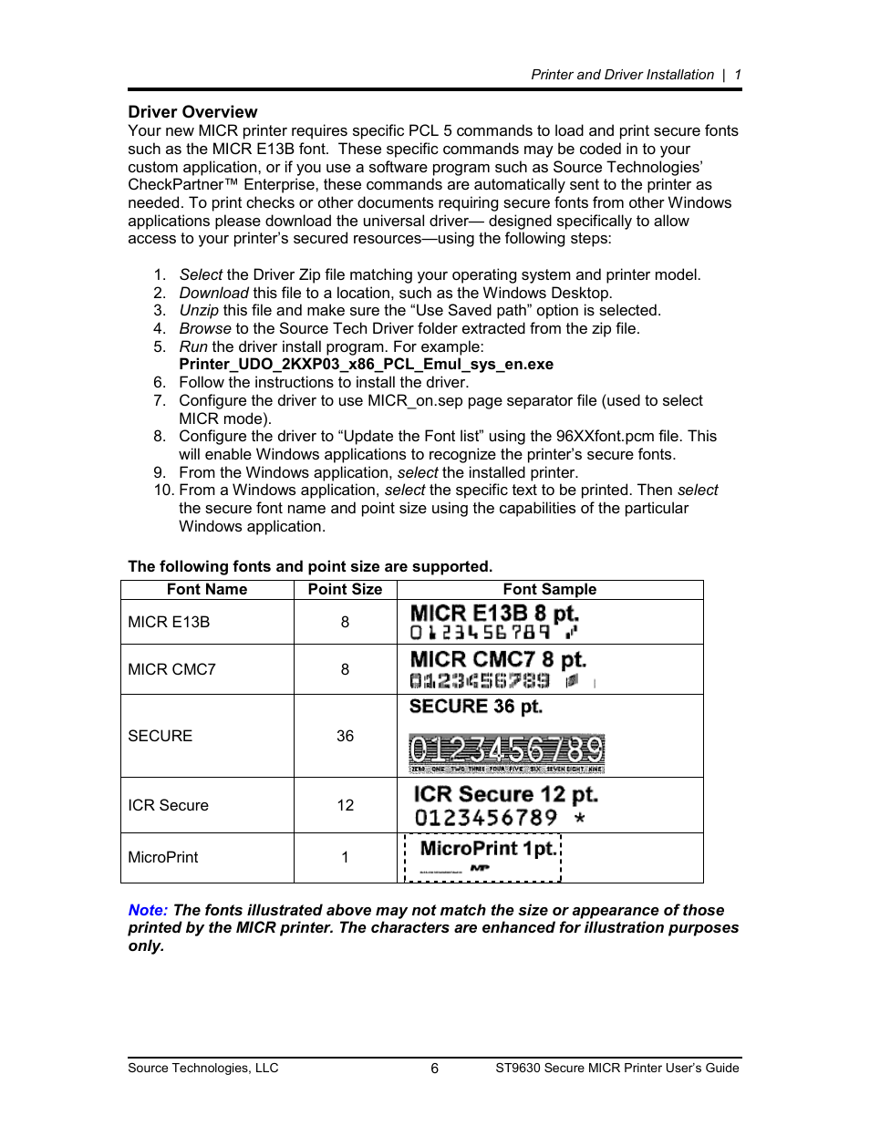 Driver overview 6, Driver overview | Source Technologies SECURE MICR PRINTER ST9630 User Manual | Page 6 / 79