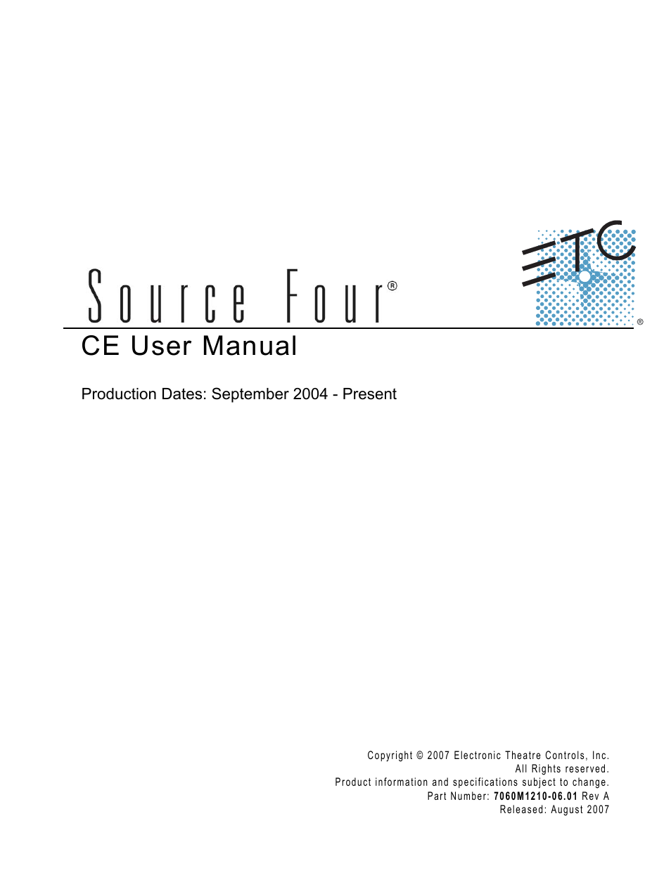 Source Technologies ETC 470 User Manual | 16 pages