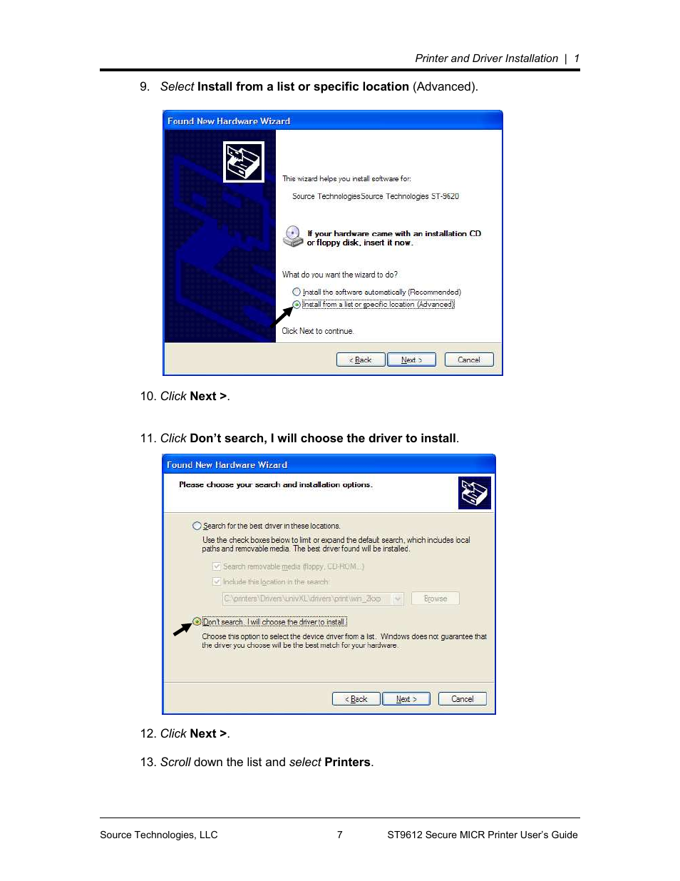 Source Technologies SECURE MICR PRINTER ST9612 User Manual | Page 11 / 47