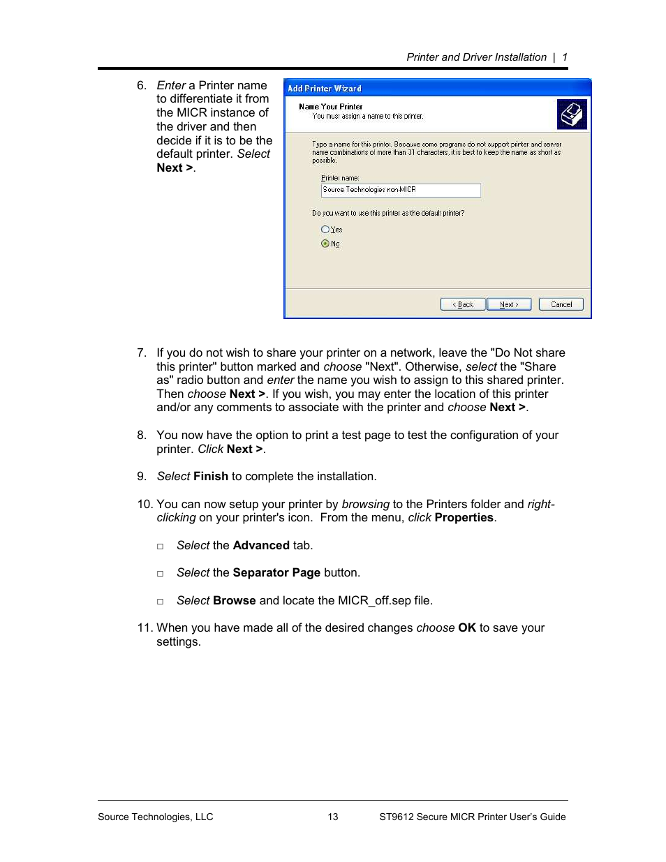 Source Technologies SECURE MICR PRINTER ST9612 User Manual | Page 17 / 47