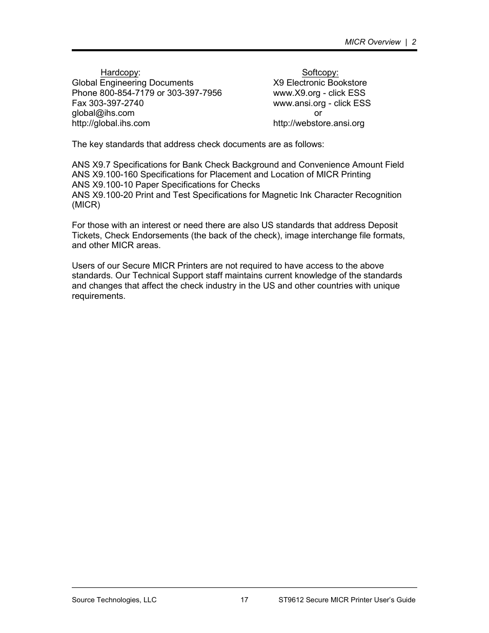 Source Technologies SECURE MICR PRINTER ST9612 User Manual | Page 21 / 47